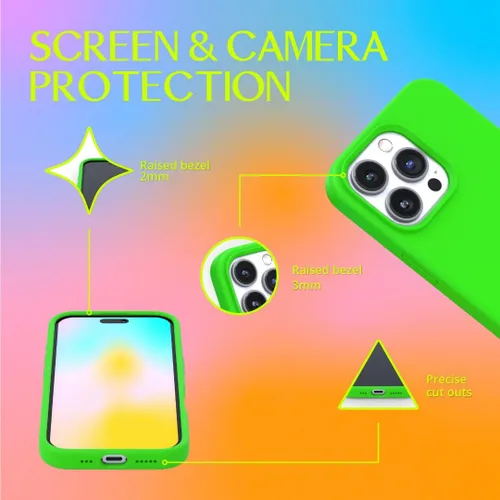Miniatura 4 de FELONY CASE Funda de silicona verde neón para iPhone 12 Pro Max Silicona líquida con forro de microfibra antiarañazos, funda protectora a prueba