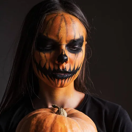 Miniatura 3 de MEICOLY Barra de Pintura Facial y Corporal Naranja (29.99 g), Crema para Cara de Halloween, Efectos Especiales SFX de Calabaza y Tigre, Negro