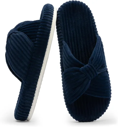 Miniatura 11 de Chantomoo - Pantuflas para mujer de espuma viscoelástica para la casa con cordón, lazo y tiras cruzadas, zapatos de cama cómodos y de moda