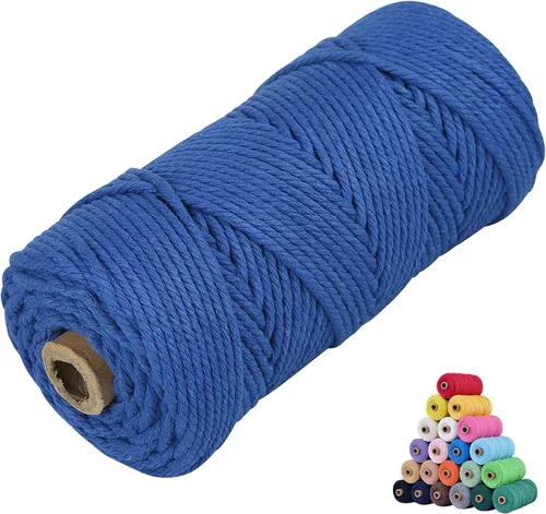 Miniatura 46 de Cuerda de algodón para macramé, de 0.11 pulgadas x 109 yardas, cuerda de macramé natural marrón, suministros perfectos de algodón para hacer