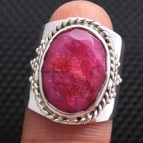 Miniatura 3 de Anillo de plata de ley 925 con piedras preciosas ovaladas auténticas, hecho a mano, hermoso regalo de Navidad para ella