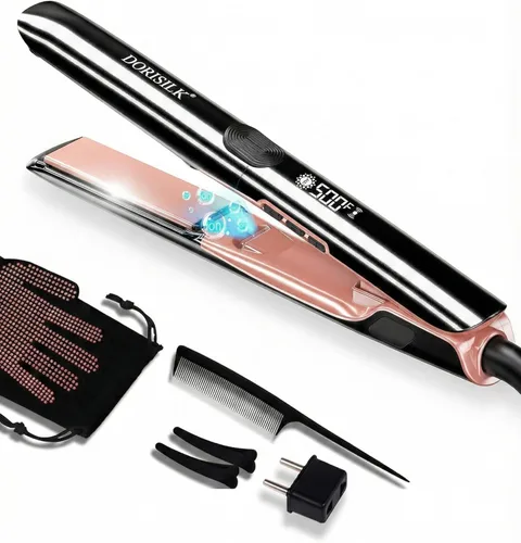 DORISILK Plancha de pelo profesional de alta temperatura de 500 grados, plancha plana de cerámica de calentamiento rápido de 30 segundos, alisador y