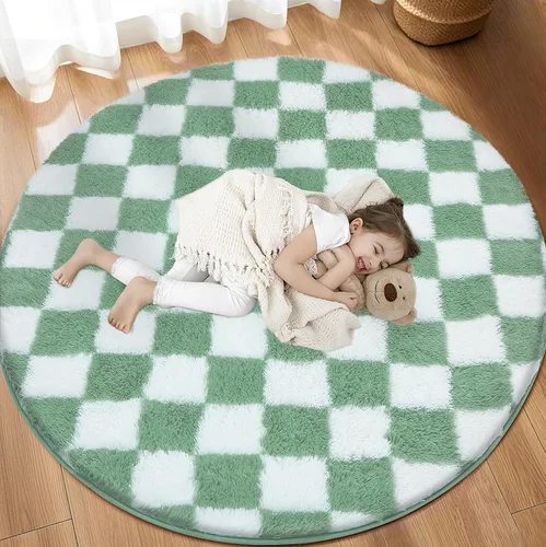 Miniatura 35 de Alfombra de área súper suave en blanco y negro, de 5 x 7 pies, alfombra clásica a cuadros de pelo alto mullida para dormitorio, sala de estar, Negro