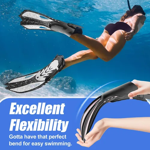 Miniatura 4 de Aletas de esnórquel, aletas de natación, tamaño de viaje, cortas, ajustables, para esnórquel, buceo, adultos, hombres y mujeres, aletas de natación