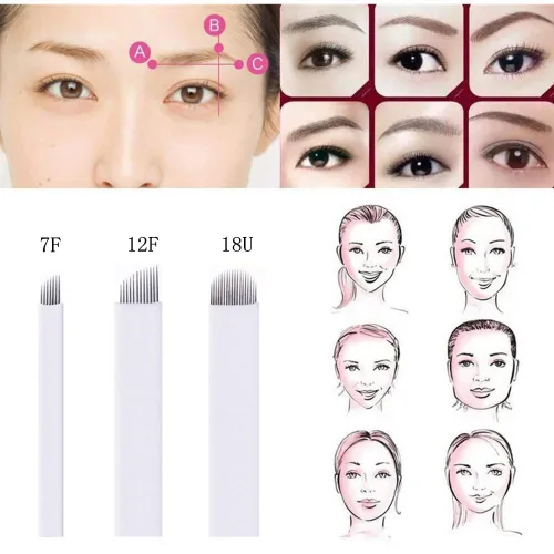 Miniatura 2 de Microblading Needles 60pcs S7, S12, U18 Surtido Maquillaje Permanente Manual Ceja Tatuaje Aguja Microblading Cuchillas Microblading Kits