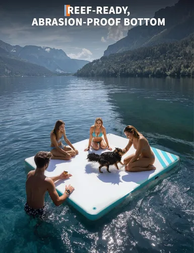 Miniatura 4 de Muelle flotante inflable, plataforma de muelle de aire, superficie antideslizante, flotadores gruesos para lago con bolsa de transporte portátil