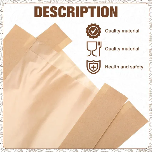 Miniatura 7 de Thenshop 100 bolsas de pan de papel con ventana para bolsas de pan caseras, bolsas de almacenamiento de pan de papel kraft marrón, embalaje largo