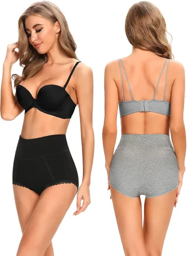 Miniatura 4 de Ropa interior suave de algodón de tiro alto para mujer ropa interior transpirable paquete múltiple