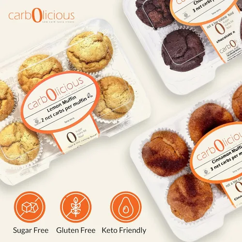 Miniatura 4 de Muffins de capuchino bajos en carbohidratos (paquete de 6) por Carb-o-licious, deliciosos muffins keto con solo 2 carbohidratos netos cada uno