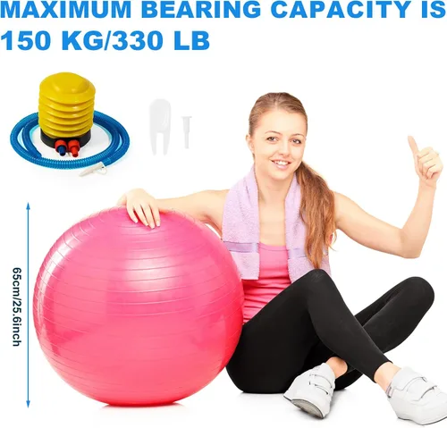 Miniatura 2 de Jexine Pelota de yoga, pelota de ejercicio de PVC, estabilidad, equilibrio, silla de bola de yoga, bomba rápida para entrenamiento físico, embarazo