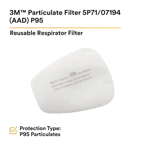 Miniatura 3 de 3M Filtro de repuesto para respirador 5P71, 5 pares, P95, debe usarse con respiradores 3M 5000 o cartuchos 3M serie 6000