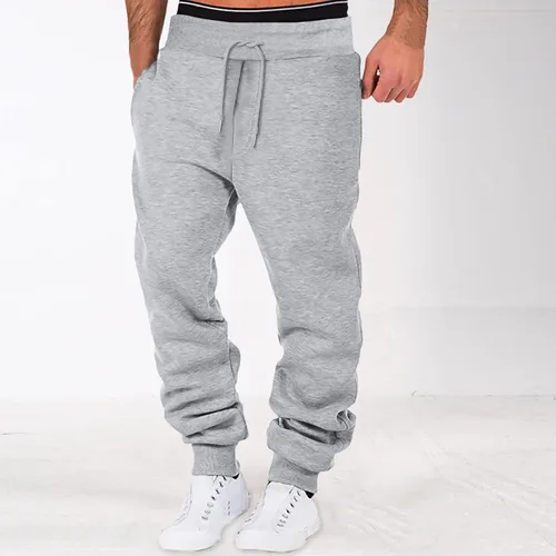 Miniatura 2 de Pantalones deportivos para hombre, forro polar ajustado con bolsillos para entrenamiento, holgados y ajustados