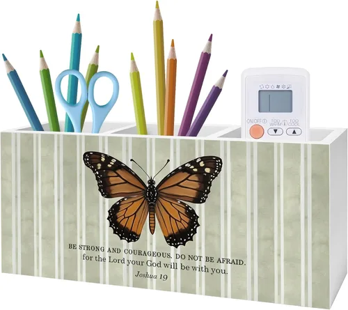 Miniatura 21 de Soporte Inspirador Floral para Bolígrafos y Lápices con Versículos Bíblicos, Decoración Cristiana para Oficina en Casa, Organizador de Bolígrafos