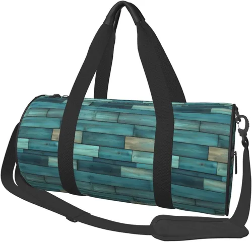 Large Duffle Bag for Travel - Retro Green Wood Boards Print Gym Bag for Women Men, Travel Foldable Bags for Women Men with Zippered Multiple Pockets