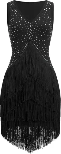 Vestido de baile latino con flecos de borlas de diamantes de imitación para mujeres, trajes de baile de salón de competición, vestidos de tango,