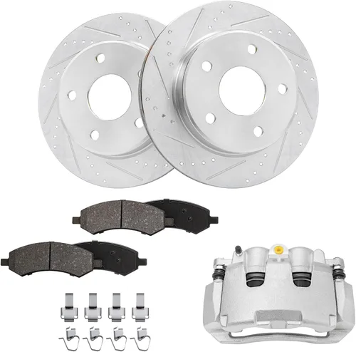 Miniatura 90 de Detroit Axle - Kit de freno delantero para Ford Explorer Mercury Mountaineer 2002-2005 Bujes de rodamiento de rueda perforados y ranurados rotores