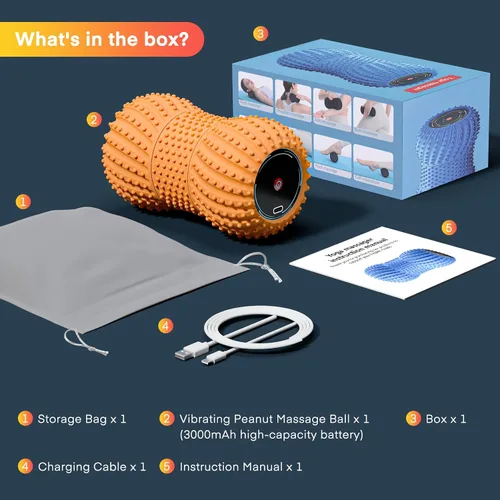 Miniatura 9 de Bola de masaje de maní vibratoria 2 en 1 con 6 modos de masaje y altavoz Bluetooth, bola de rodillo de masaje vibratorio recargable para Naranja