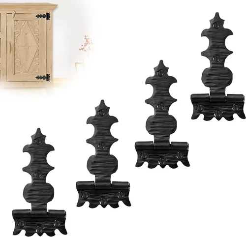 Miniatura 25 de Paquete de 2 bisagras de hierro forjado negro de 9 pulgadas, bisagras decorativas de hierro forjado, bisagras de hierro rústico para persianas