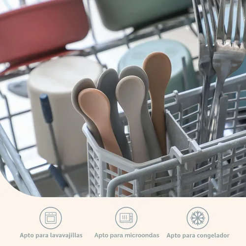 Miniatura 7 de Cucharas de silicona para alimentación de bebé, cucharas de bebé para primera etapa, cucharas de bebé para bebés, punta suave fácil para las encías