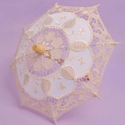 Miniatura 3 de Paraguas bordado de encaje para el sol, sombrilla para novia, boda, baile, fiesta, demostración de fotos, mango de madera, decoración para mujeres