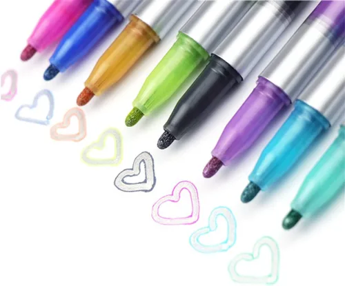 JIAHG Marcadores de contorno de 8 colores de doble línea metálica brillante para diario, manualidades, tarjetas de felicitación, escritura, dibujo,