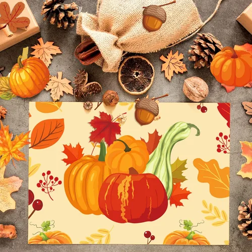 Miniatura 8 de Bloc de papel de 24 hojas con tema de Acción de Gracias, papel decorativo de doble cara de 12 x 12 pulgadas, papel de patrón de otoño, paquete