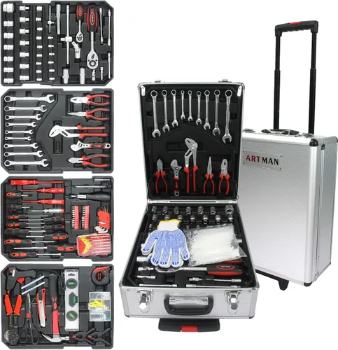 Miniatura 11 de Juego de herramientas de reparación del hogar de 899 piezas para hombres, caja de almacenamiento con 4 cajones, kit de herramientas para el hogar