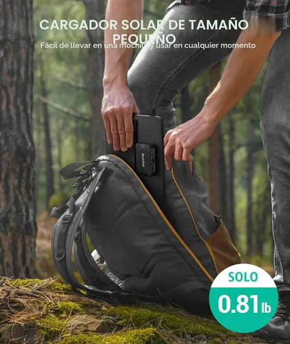 Miniatura 6 de BLAVOR Cargador solar portátil de 10 W (5 V/2 A máximo), pequeño panel solar plegable con salidas USB-C USB-A compatibles con tableta de teléfono