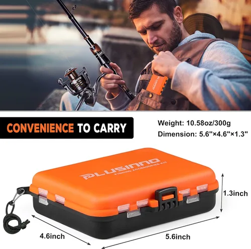 Miniatura 3 de PLUSINNO 253/387pcs Fishing Gear Accessories Kit, Fishing Tackle Box with Tackle Included, Fishing Hooks, Fishing Weights Sinkers, Spinner Blade