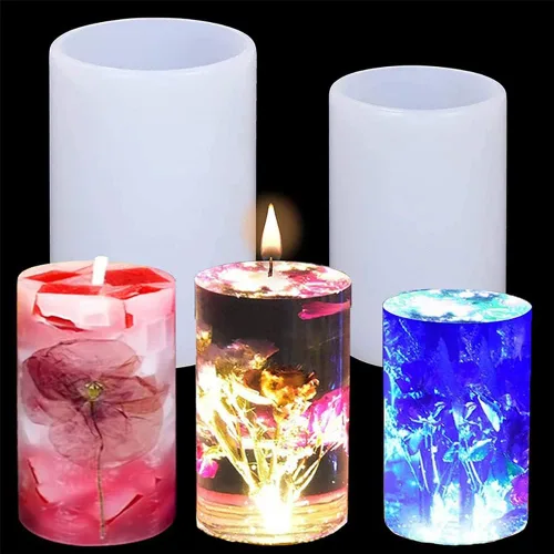 Miniatura 4 de Katutude Moldes de vela cilíndrica, molde de vela de silicona de pilar 3D, moldes de resina epoxi para velas perfumadas de bricolaje, jabón hecho a