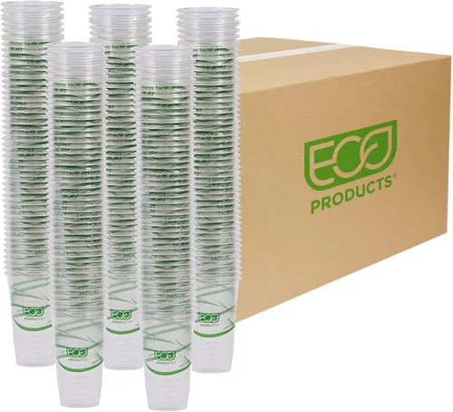 Miniatura 24 de ECO PRODUCTS GreenStripe - Vasos fríos transparentes de 9 onzas, vasos desechables de ácido poliláctico (PLA) a base de plantas para agua, jugo
