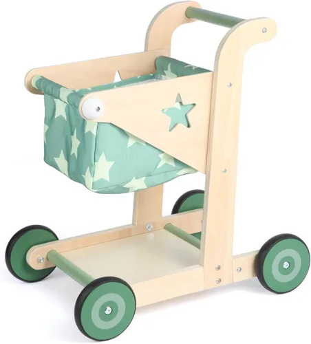 Miniatura 10 de Asweets Andador de Bebé de Madera 2 en 1 para Empujar y Jalar Cochecito de Muñecas, Carrito de Compras Andador de Aprendizaje para Niños y Niñas
