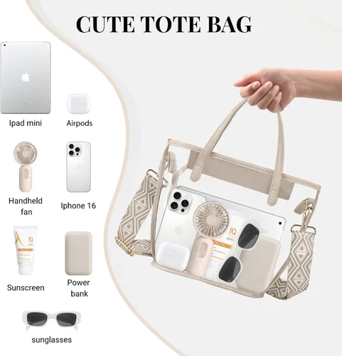 Miniatura 3 de CHICECO Bolsa transparente para mujer, bolsa transparente para eventos de estadio con correas ajustables, bolsa de mano para deportes, conciertos
