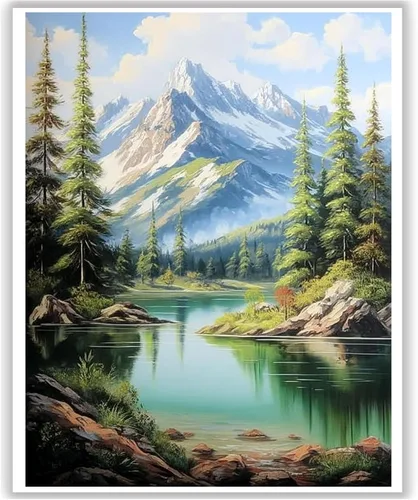 Miniatura 25 de HITO Kit de pintura de paisaje por números para adultos, Aurora para adultos, kits de pintura por números sobre lienzo para regalo, decoración