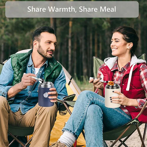 Miniatura 7 de HOUSETEC Termo para comida caliente – Contenedor de alimentos aislado con tenedor y cuchara plegable, termo de alimentos a prueba de fugas