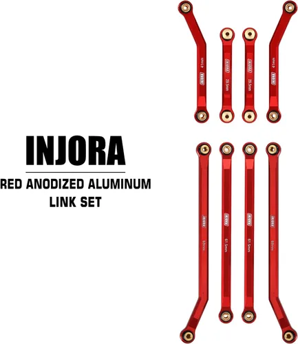 Miniatura 5 de INJORA Juego de 4 eslabones de aluminio CNC para SCX24 AXI90081 Deadbolt Axial 1/24 RC Crawler Car, 8 piezas (rojo)