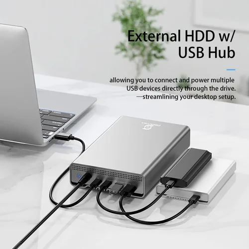Miniatura 5 de GX100 - Disco duro externo USB 3.2 Gen 2 (10Gbps) de 12 TB con concentrador USB para Windows o MacOS Desktop PC/Laptop