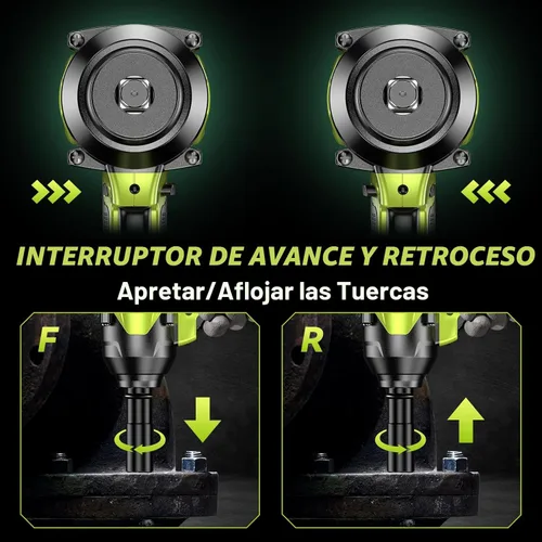 Miniatura 5 de Llave de impacto inalámbrica de 1400 N.m (1032 pies-libras), pistola de impacto sin escobillas de 1/2" de alto par, potencia de 2400 RPM, 2