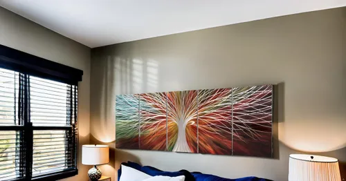 Miniatura 8 de Yihui Arts Arte abstracto de metal para pared, árbol de la vida, hecho a mano, 5 piezas, paneles grandes, grandes, únicos, de aluminio 3D, moderno
