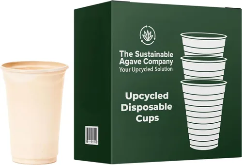 Vasos de Fibra de Agave Dulce de The Sustainable Agave Company, 12 oz, 50 Unidades, a Base de Plantas, Hechos con Materiales Reciclados, Beige