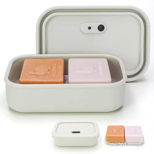 Miniatura 9 de AIDIMMING Funda de jabón de viaje de silicona mejorada a prueba de fugas, soporte de barra de champú ventilado, caja de jabón de barra grande