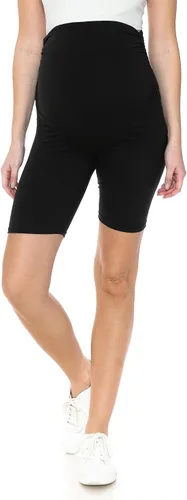 Miniatura 2 de Leggings Depot Pantalones cortos de maternidad con cintura lateral fruncida para mujer, pantalones cortos sobre el vientre