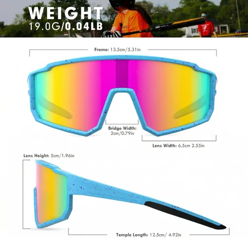 Miniatura 2 de Lentes de sol polarizados de béisbol para niños, TR90, marco ligero, para niños y niñas de 6 a 14 años, softbol y ciclismo