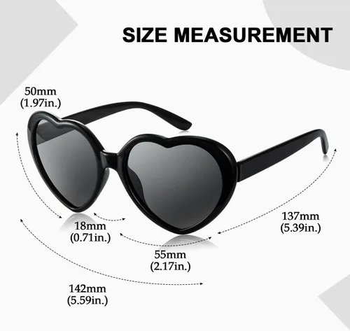 Miniatura 5 de LVIOE Lentes de sol de corazón para mujer, lentes de sol polarizados en forma de corazón con protección UV estilo corazón retro para ir de compras