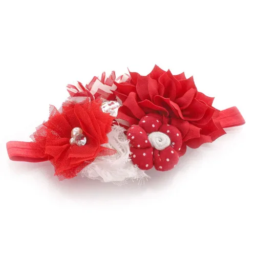 Miniatura 9 de My Lello Diadema Shabby Tela Flor Cluster Bebé - Bebé - Niño Pequeño - Niña Elástico Mineral Hielo, Hielo mineral