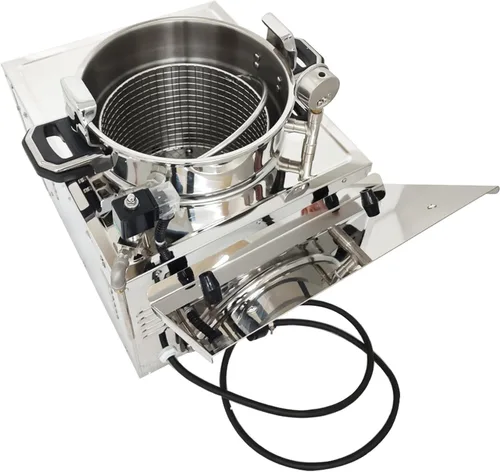 Miniatura 8 de Macheine de pollo frito comercial de alta presión de 16L, máquina de freír eléctrica de cocina profunda con canasta, freidora de presión de acero
