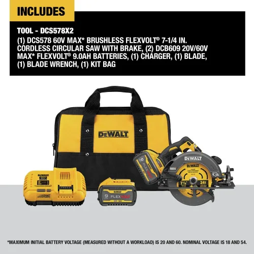 Miniatura 2 de DEWALT FLEXVOLT 60V MAX* Sierra circular con kit de freno, 7-1/4 pulgadas (DCS578X2)