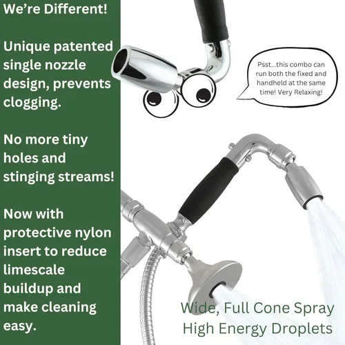 Miniatura 6 de High Sierra Showerheads® - Cabezal de ducha de 4 vías de metal y kit combinado de mano. Cuenta con el cabezal de ducha High Sierra Half Dome