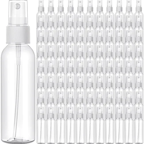Miniatura 8 de Nuogo Paquete de 90 mini botellas de plástico de 4 onzas, reutilizables, tamaño de viaje, perfume, recargable, rociador de niebla, botella vacía