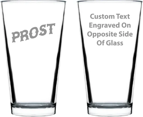 Custom Prost - German Cheers - Vasos divertidos de pinta para cerveza - Decoración de fiesta temática de Alemania para hombres y mujeres - Taza